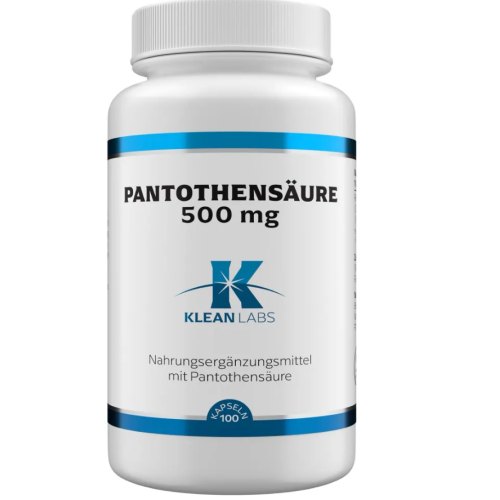 100 capsules Klean Labs Pantotheenzuur 500 mg
