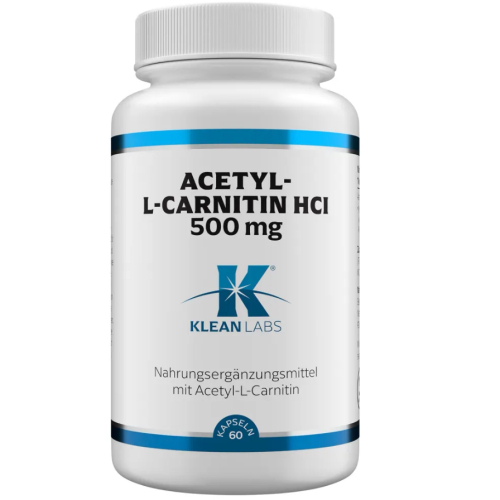 60 capsules Klean Labs Acetyl-L-Carnitine HCl 500 mg
