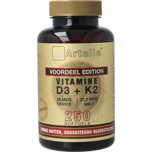 250 Softgels Artelle Vitamine D3 25 mcg + K2 37,5 mcg MK-7