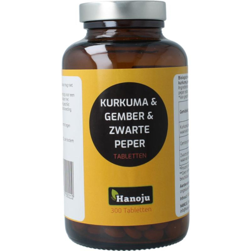 300 tabletten Hanoju Kurkuma & Gember & Zwarte Peper 500mg