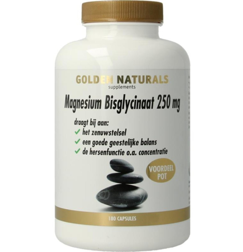 180 Kapseln Golden Naturals Magnesium Bisglycinaat 250 mg Voordeelpot