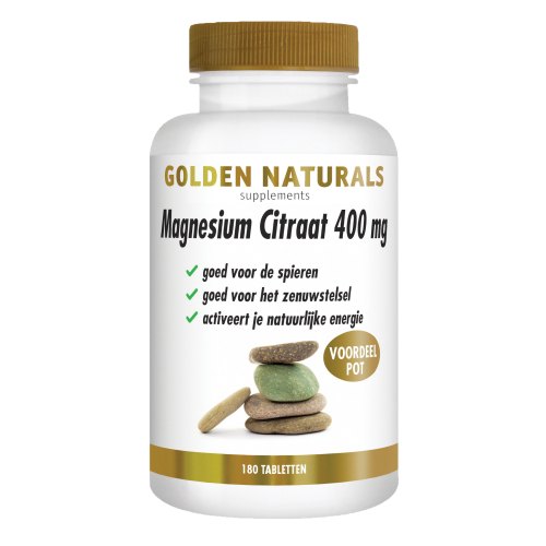 180 Tabletten Golden Naturals Magnesium Citraat 400 mg Voordeelpot
