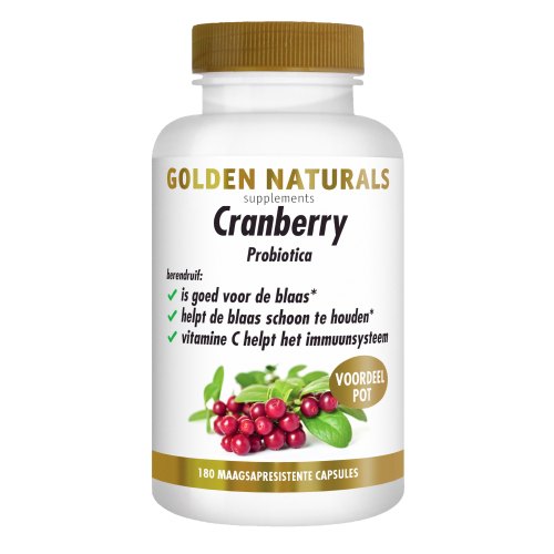 180 Kapseln Golden Naturals Cranberry & Probiotica Voordeelpot