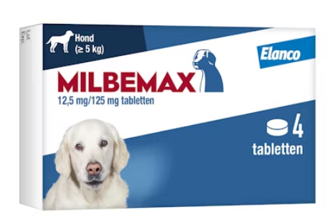 4 tabletten Milbemax Ontwormingsmiddel voor Honden