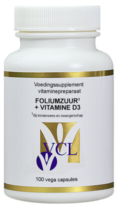 100 vegetarische capsules Vital Cell Life Foliumzuur + Vitamine D3