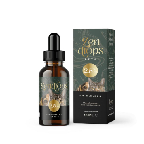 10 ml Zendrops CBD Relieve Olie Huisdieren 2,5%