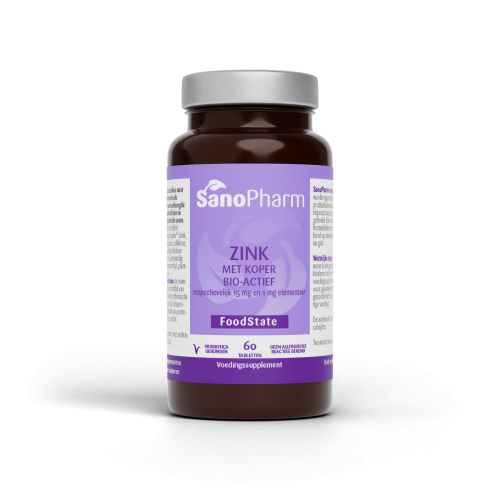 60 tabletten SanoPharm Foodstate Zink met Koper