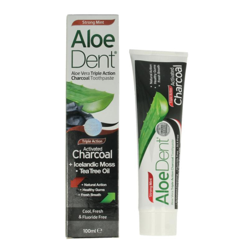100 Ml AloeDent Aloe Vera Triple Action Charcoal Toothpaste Fluoride Free