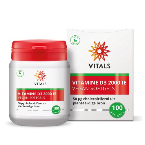 100 softgels Vitals Vitamine D3 2000 IE Vegan