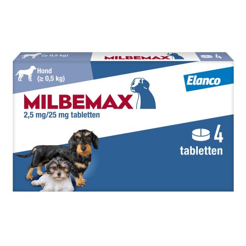 4 tablets Milbemax Ontwormingsmiddel voor Kleine Honden en Puppy's