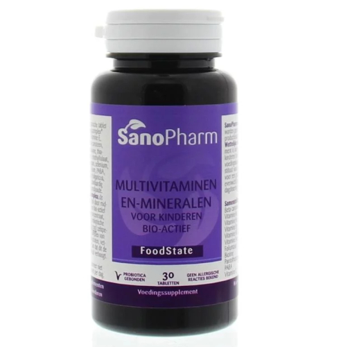 SanoPharm Foodstate Multivitaminen en Mineralen voor Kinderen 30 Tabletten