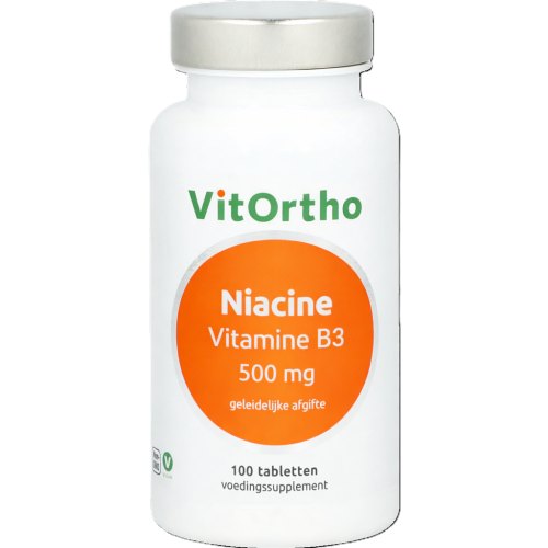 VitOrtho Niacine Vitamine B3 500 mg Geleidelijke Afgifte 100 Tabletten