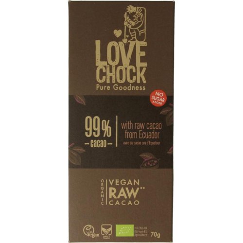 Lovechock Extreme Dark 99% Cacao Reep Biologisch 70 Gramm