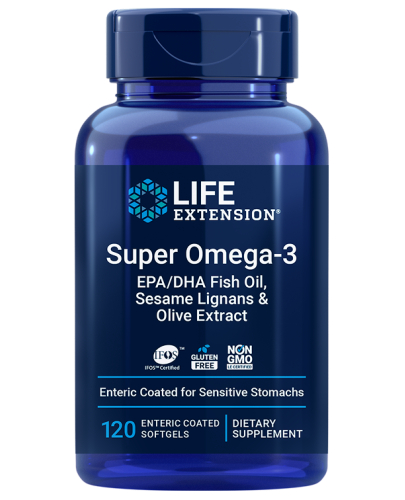 120 softgels Life Extension Super Omega-3 EPA/DHA Visolie, Sesamliganen & Olijfextract Enteric Coated