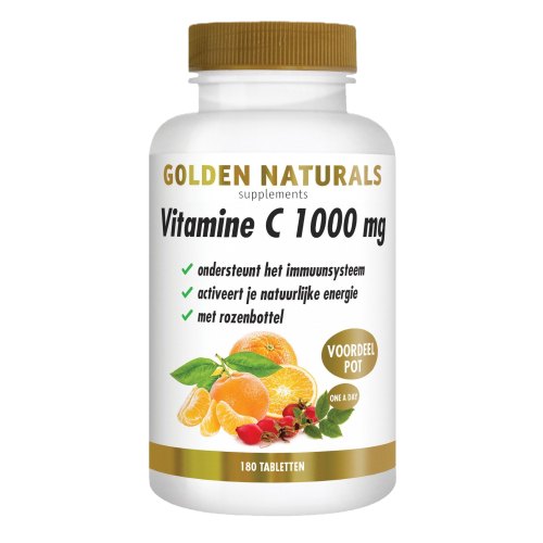 Golden Naturals Vitamine C 1000 mg met Rozenbottel Time Release Voordeelpot 180 Tabletten