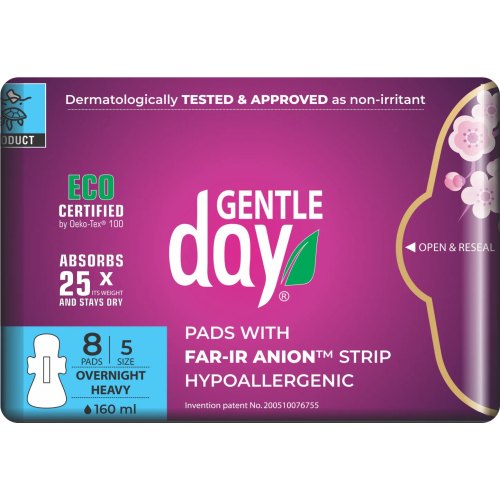 Gentle Day Maandverband Pads Overnight Heavy Flow 8 pieces