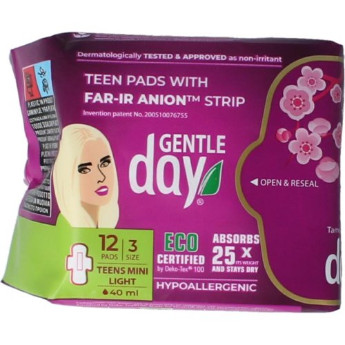 Gentle Day Maandverband Tiener Teens Mini Pads With Wings 12 Stücke