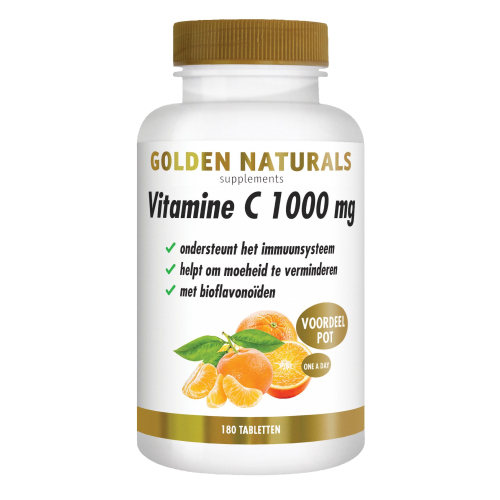 180 Tabletten Golden Naturals Vitamine C 1000 mg met bioflavonoïden Voordeelpot