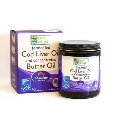 Green Pasture Fermented Cod Liver Oil and Concentrated Butter Oil Gel Chocolate 188 Ml