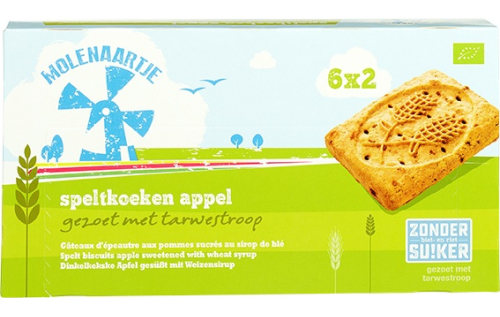 Molenaartje Spelt Volgranenkoeken Appel Biologisch 240 Gramm
