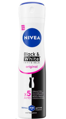 150 Ml Nivea Anti-Transpirant Invisible Black & White Spray
