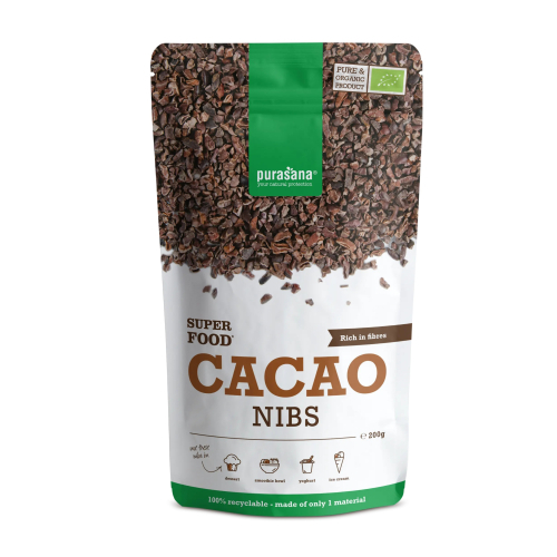 200 gram Purasana Cacao Raw Nibs Biologisch