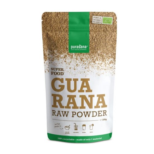 Purasana Guarana Raw Powder Biologisch 100 Gramm