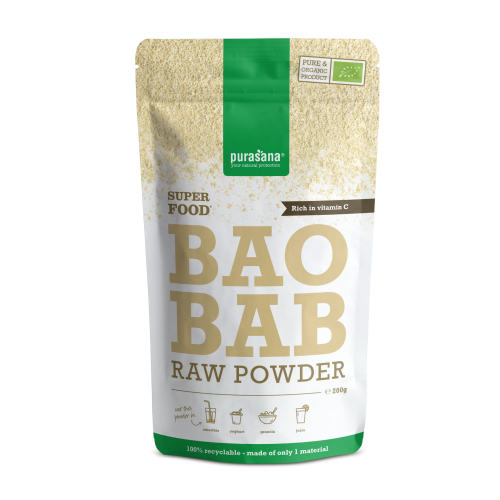 200 gram Purasana Baobab Raw Powder Biologisch