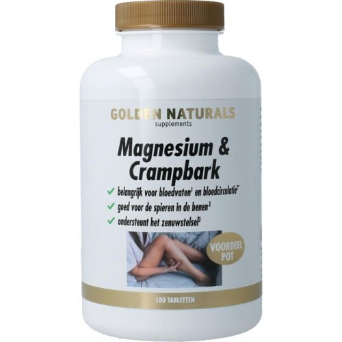Golden Naturals Magnesium & Crampbark Voordeelpot 180 Tabletten
