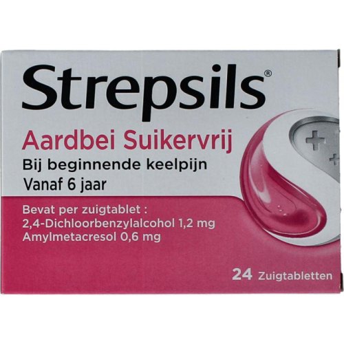 Strepsils Aardbei Suikervrij 24 Lutschtabletten
