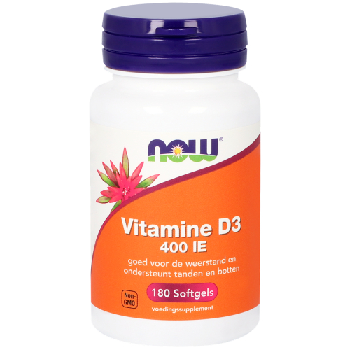 180 Softgels NOW Vitamine D3 400 IE