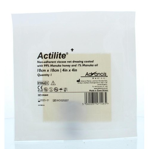Advancis Veterinary Actilite Manuka Honing Non Adhesive Viscose Netverband 10 x 10 cm 1 Stück