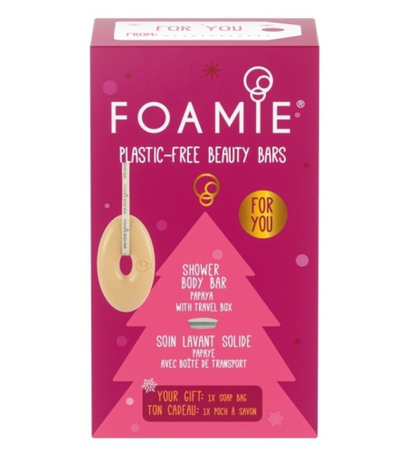 1 piece Foamie Shower Body Bar Papaya With Travel Box