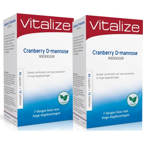 Vitalize Cranberry D-mannose Weekkuur Aanbieding 2 x 45 capsules + 15 tablets