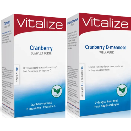 1 set Vitalize Cranberry D-mannose Weekkuur + Cranberry Complex Forte Aanbieding