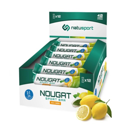 Natusport Nougat Sport Bar Lemon 12 x 40 Gramm