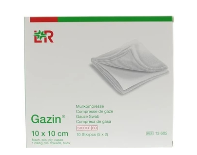 Lohmann & Rauscher Gazin Gaaskompres 10 x 10cm 10 Stücke