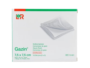 10 Stücke Lohmann & Rauscher Gazin Gaaskompres 7,5 x 7,5cm