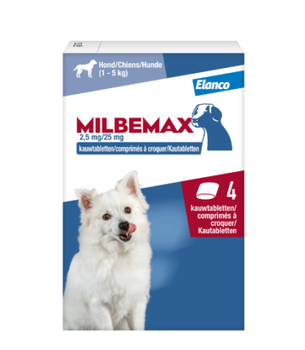 Milbemax Ontwormingsmiddel Kauwtabletten 1 tot 5kg 4 chewable tablets