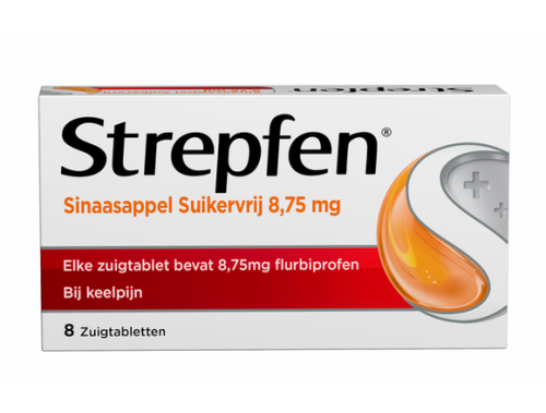 Strepfen Flurbiprofen Zuigtabletten Sinaasappel Suikervrij 8 zuigtabletten