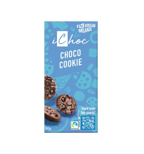 80 gram iChoc Chocolade Reep Choco Cookie Vegan Biologisch