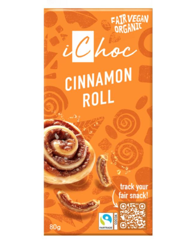iChoc Chocolade Reep Cinnamon Roll Vegan Biologisch 80 gram