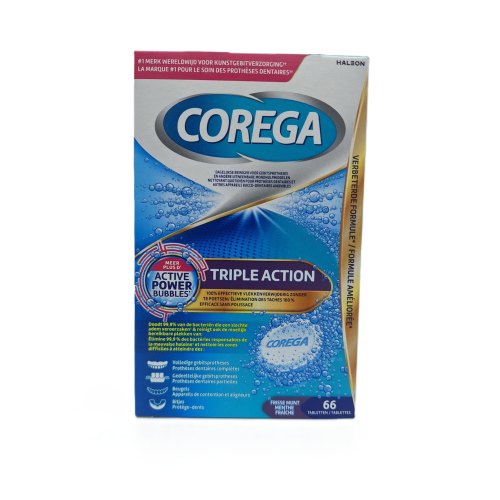 Corega Triple Action Frisse Munt 66 tablets
