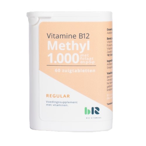 B12 Vitamins Vitamine B12 Methyl 1.000 met Folaat en P-5-P 60 zuigtabletten