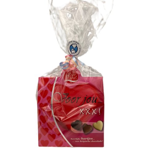 100 gram Voor jou! Cadeaudoos Chocolade Hartjes