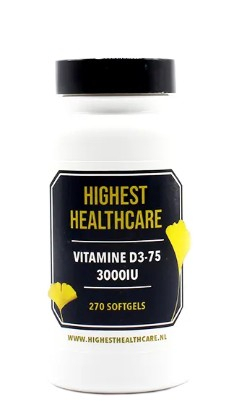 270 softgels Highest Healthcare Vitamine D3-75 3000IU