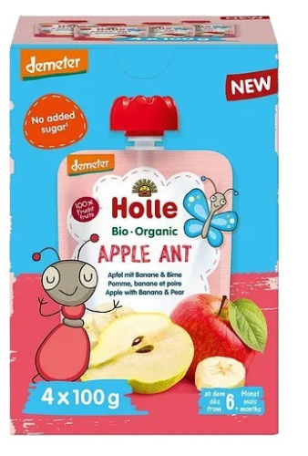 Holle Knijpfruit Appel Mier Biologisch 4 x 100 Gramm