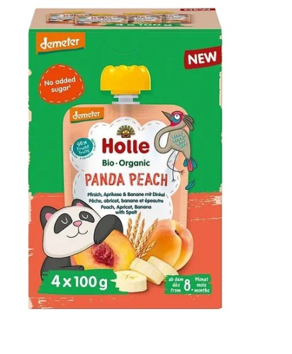 Holle Knijpfruit Panda Perzik Biologisch 4 x 100 Gramm