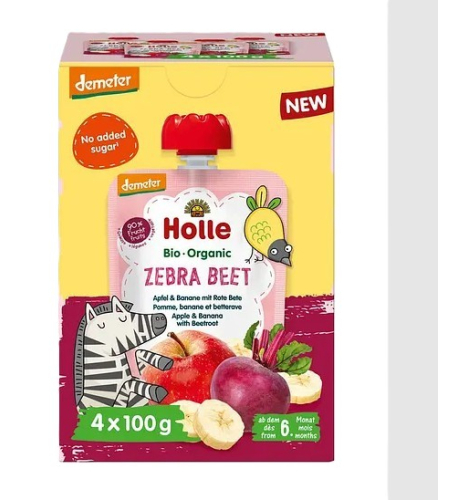Holle Knijpfruit Zebra Biet Biologisch 4 x 100  Gramm