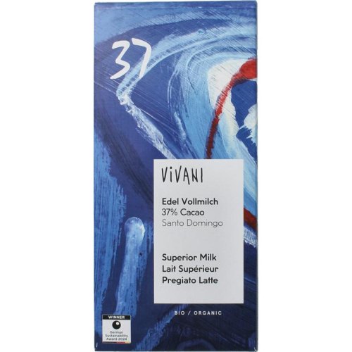 80 gram Vivani Superieur Chocolade Melk 37% Santo Domingo